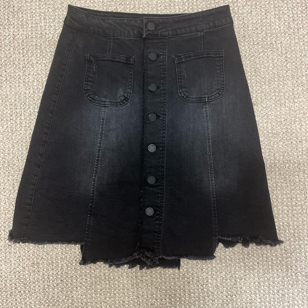 Black Label A-Line Black Denim Skirt